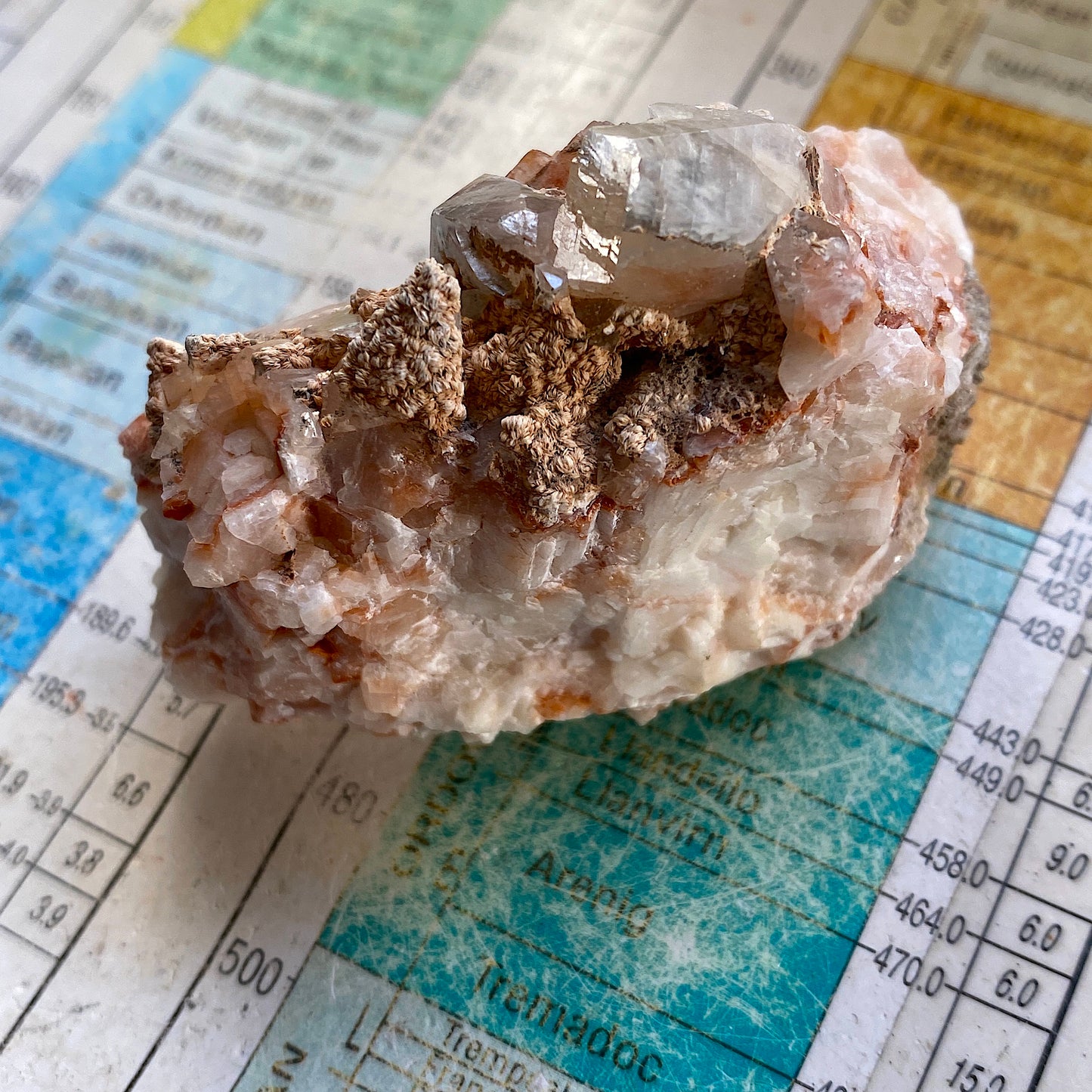 COCKSCOMB BARITE ON CALCITE HAMPSTEAD FARM QUARRY, ENGLAND 78g MF1452