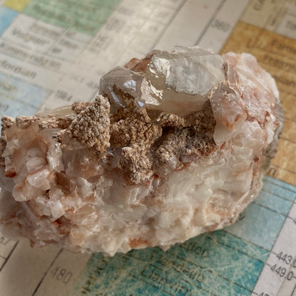 COCKSCOMB BARITE ON CALCITE HAMPSTEAD FARM QUARRY, ENGLAND 78g MF1452