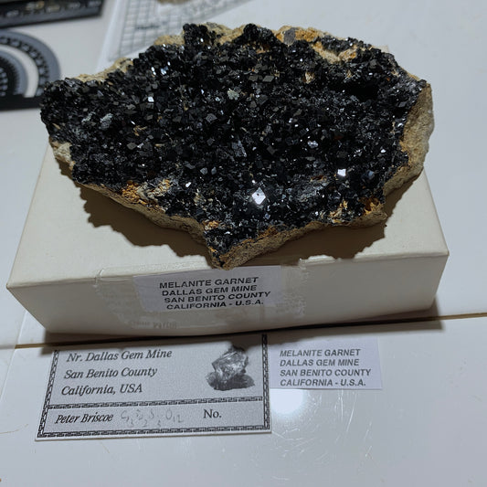 MELANITE GARNET : NEW IDRA MINING DISTRICT, SAN BENITO , CALIFORNIA, U.S.A. 240g MF4686
