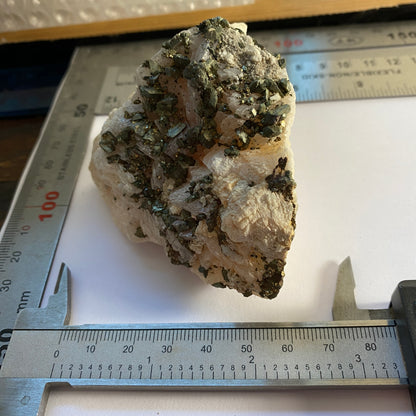 CHALCOPYRITE ON CALCITE - SAN ROBERTO MINE, ZACATECAS, MEXICO 240g MF3155