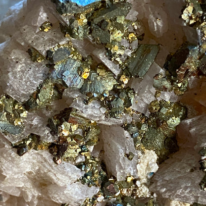 CHALCOPYRITE ON CALCITE - SAN ROBERTO MINE, ZACATECAS, MEXICO 240g MF3155