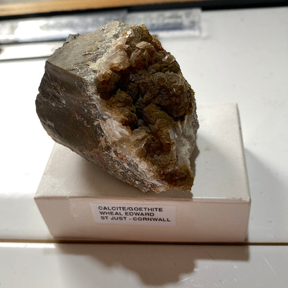 GOETHITE WITH CALCITE : WHEAL EDWARD, BOTALLACK, ST JUST, CORNWALL. 182g MF5355