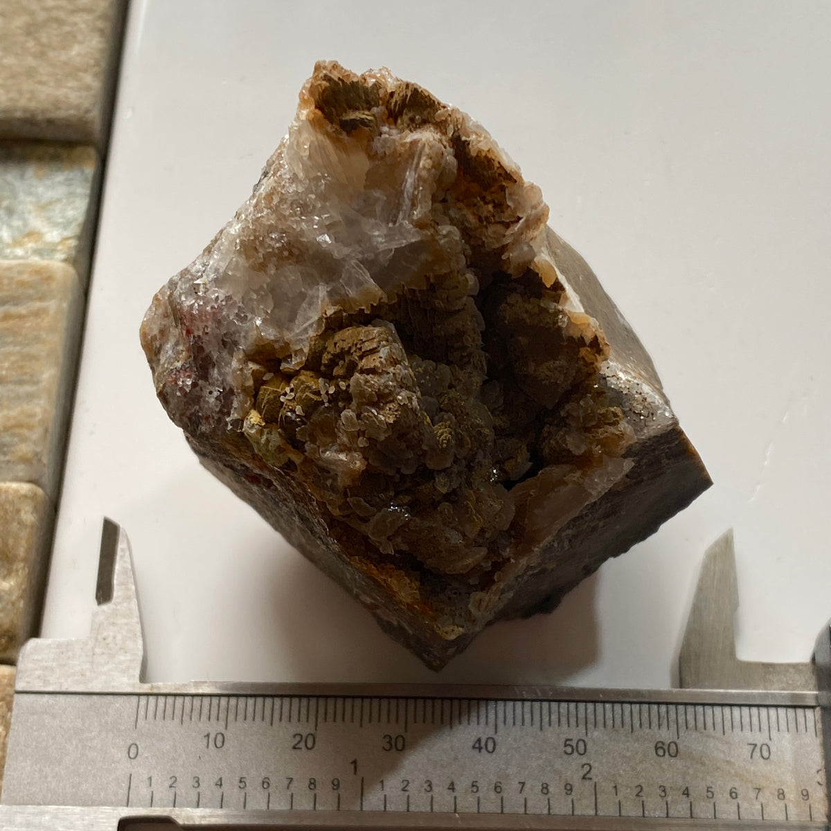 GOETHITE WITH CALCITE : WHEAL EDWARD, BOTALLACK, ST JUST, CORNWALL. 182g MF5355