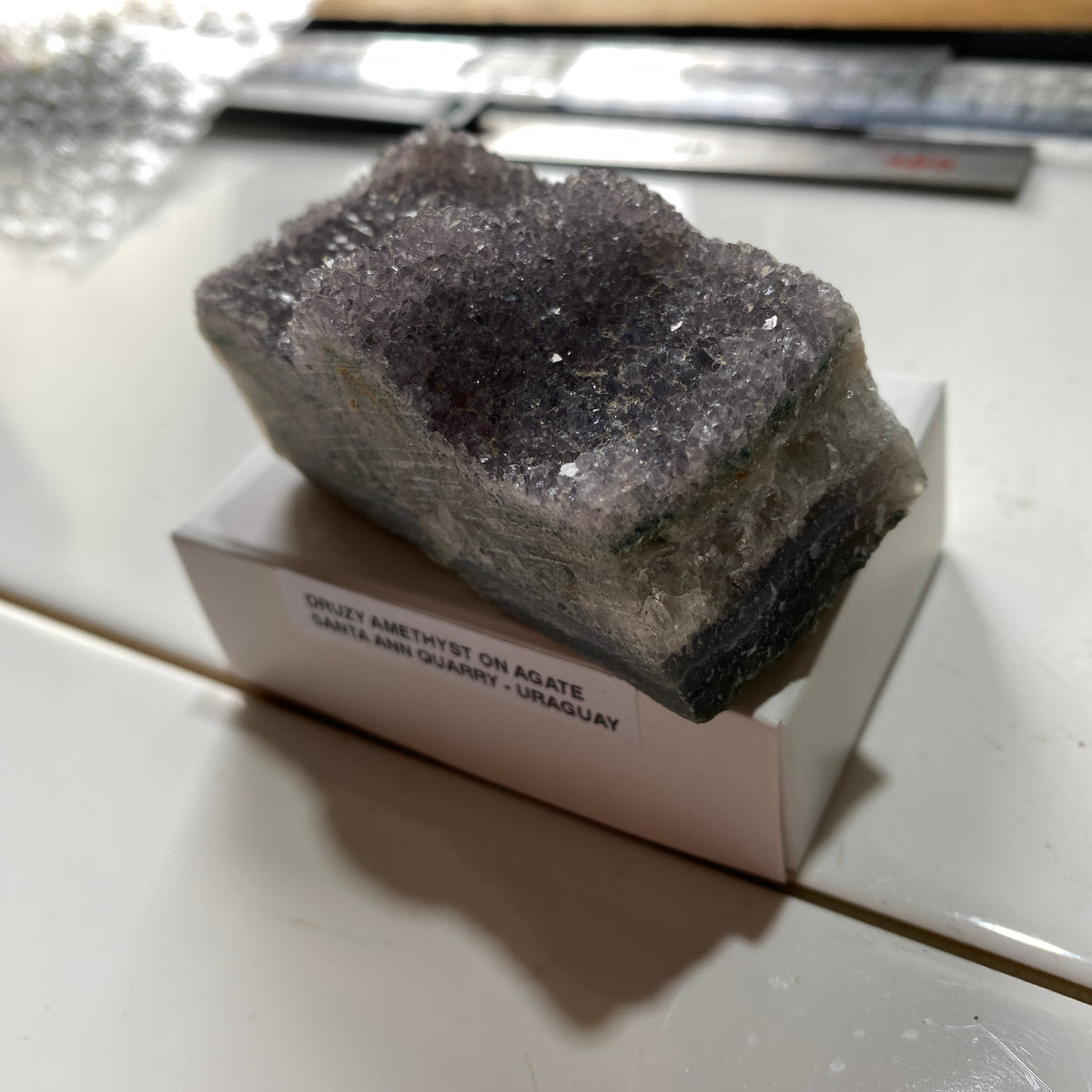 DRUZY AMETHYST ON AGATE : SANTA ANN QUARRY, ARTIGAS, URUGUAY. 163g MF5364