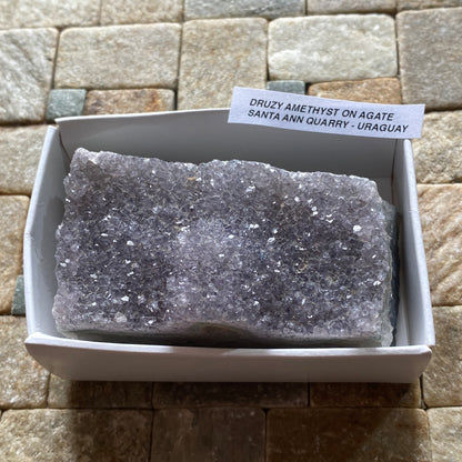 DRUZY AMETHYST ON AGATE : SANTA ANN QUARRY, ARTIGAS, URUGUAY. 163g MF5364