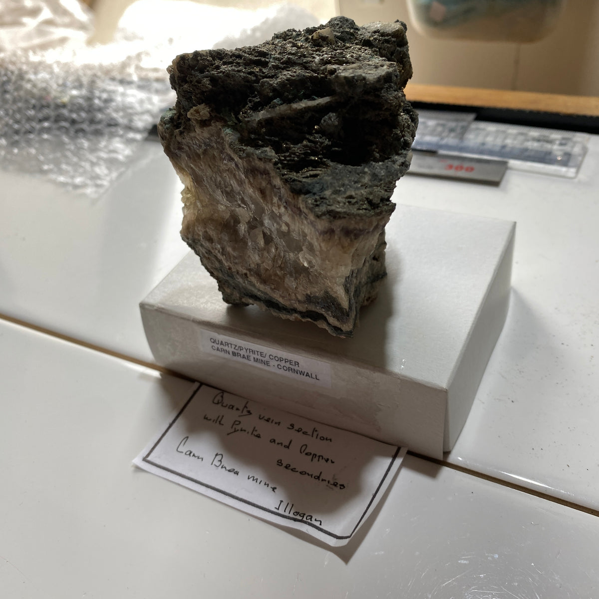 QUARTZ/PYRITE [ETC] : CARN BRAE MINE, POOL, CORNWALL  395g MF5365