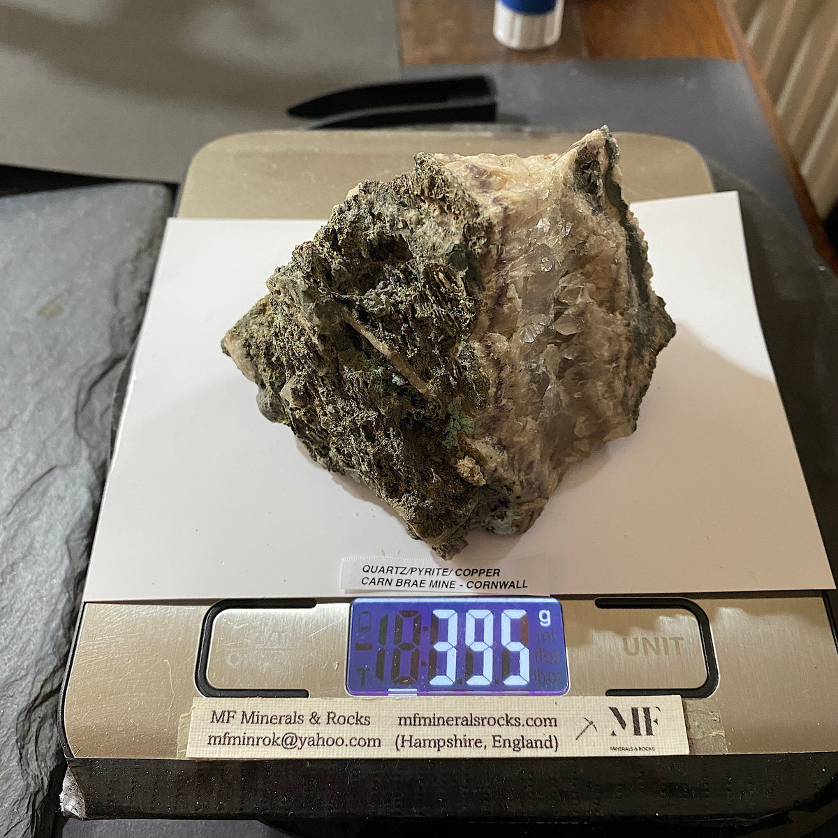 QUARTZ/PYRITE [ETC] : CARN BRAE MINE, POOL, CORNWALL  395g MF5365