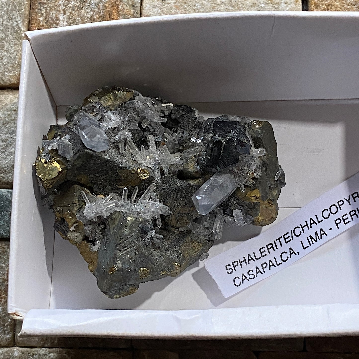 SPHALÉRITE/QUARTZ/CHALCOPYRITE/PYRITE DU PÉROU 48g MF621