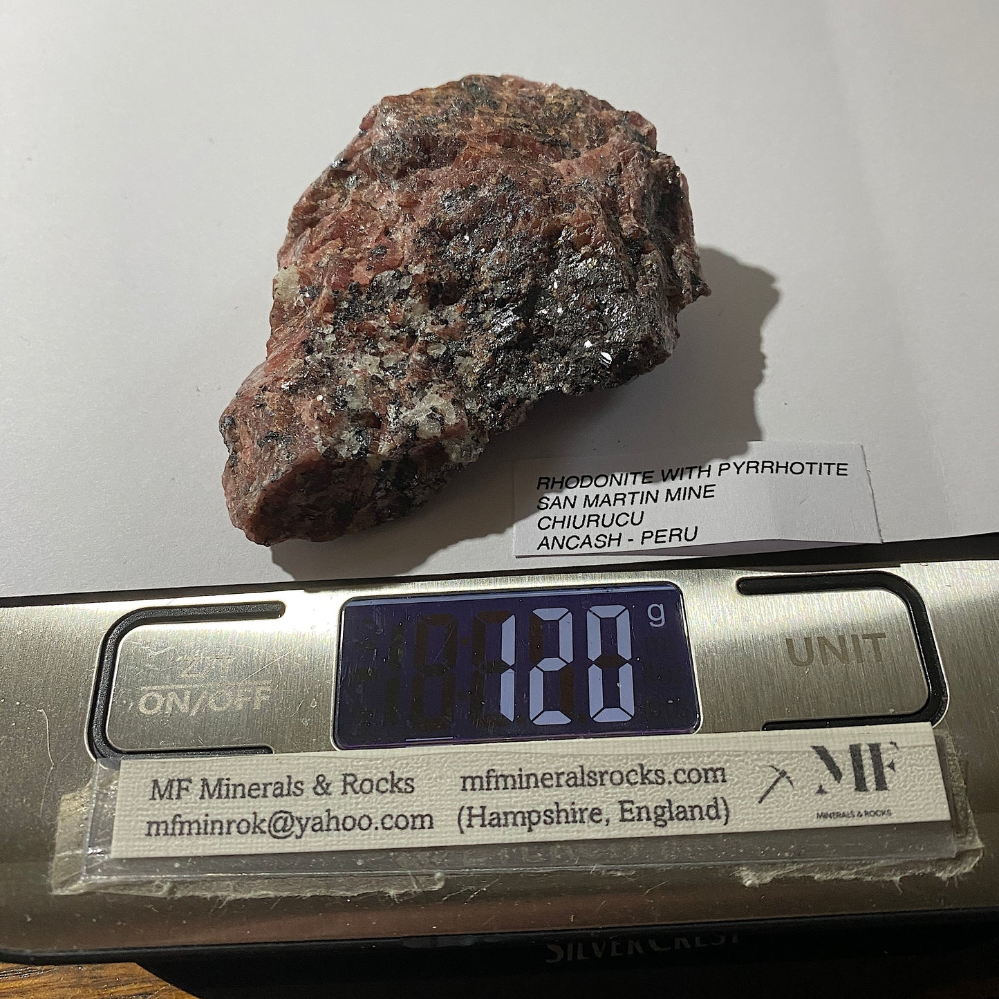 RHODONITE WITH PYRRHOTITE [ETC] - SAN MARTIN MINE, ANCASH, PERU  120g MF666