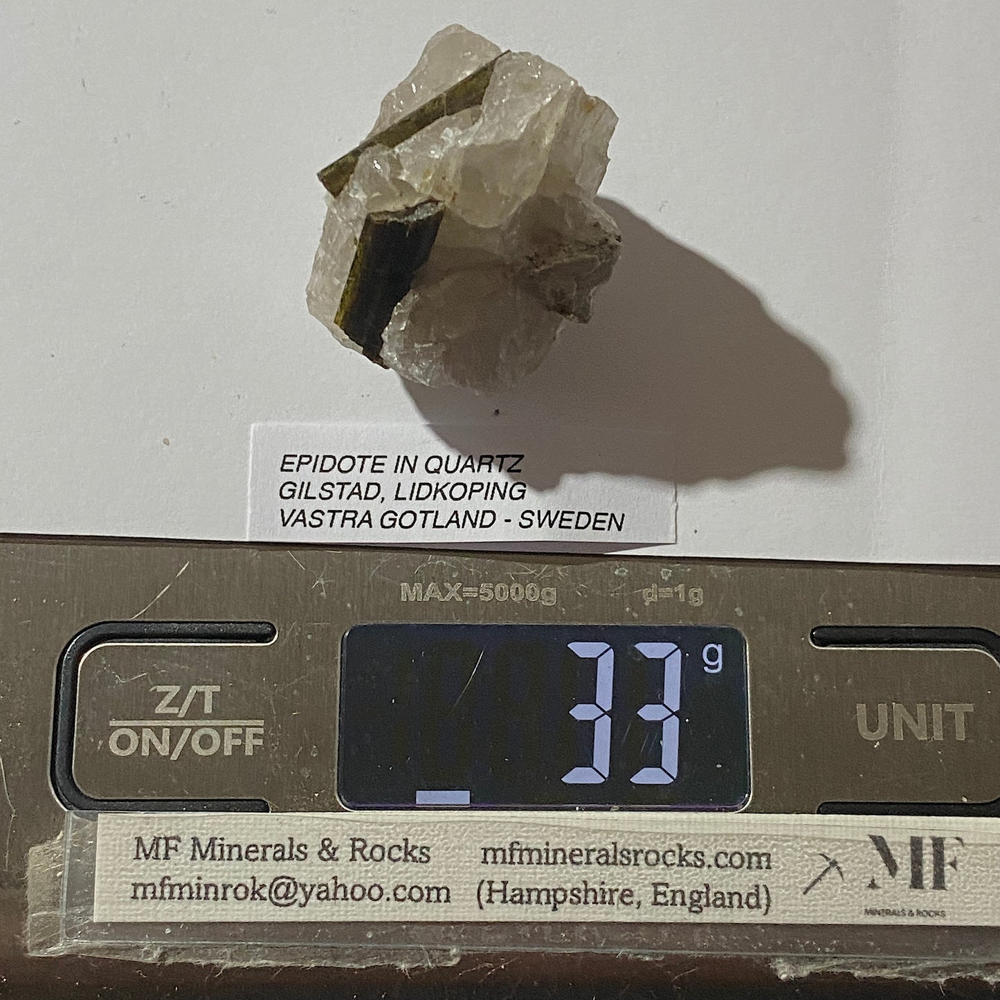 EPIDOTE IN QUARTZ - LIDKOPING, VASTRA GOTALAND, GILLSTAD, SWEDEN