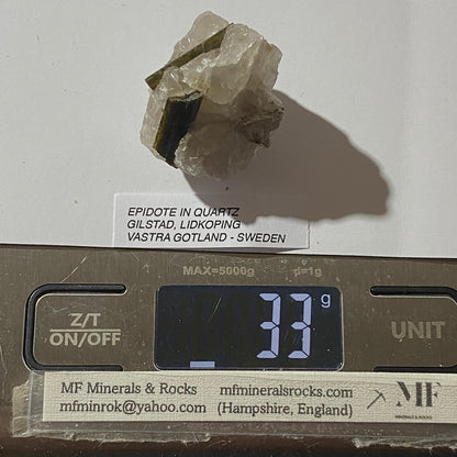 EPIDOTE IN QUARTZ - LIDKOPING, VASTRA GOTALAND, GILLSTAD, SWEDEN