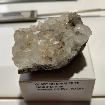 QUARTZ ON SPHALERITE RARE SPECIMEN FROM PANDORA MINE, TREFRIW, WALES  82g MF5368