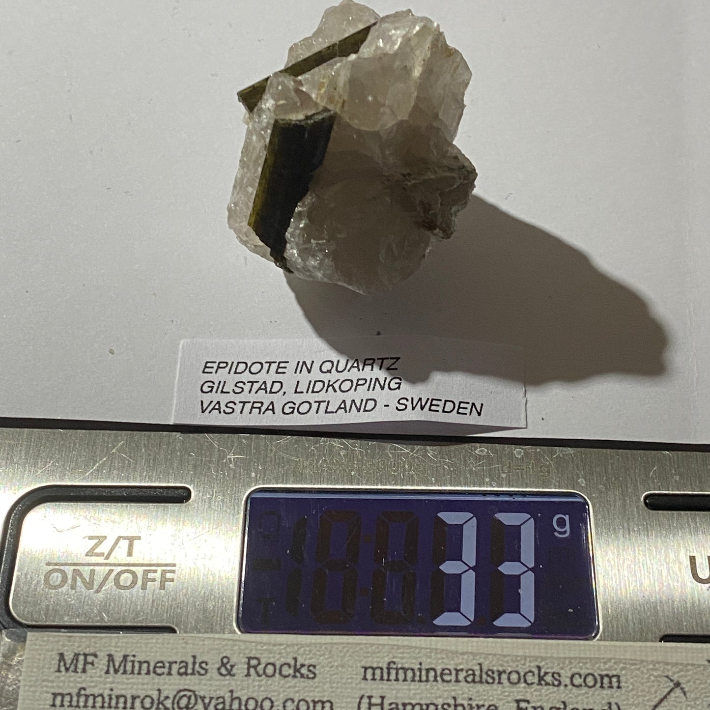 EPIDOTE IN QUARTZ - LIDKOPING, VASTRA GOTALAND, GILLSTAD, SWEDEN