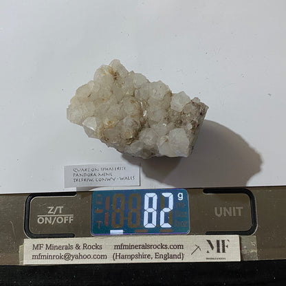 QUARTZ ON SPHALERITE RARE SPECIMEN FROM PANDORA MINE, TREFRIW, WALES  82g MF5368