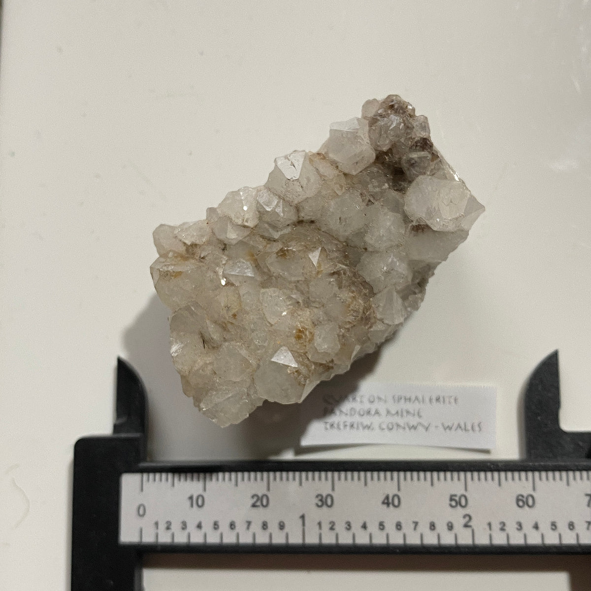 QUARTZ ON SPHALERITE RARE SPECIMEN FROM PANDORA MINE, TREFRIW, WALES  82g MF5368