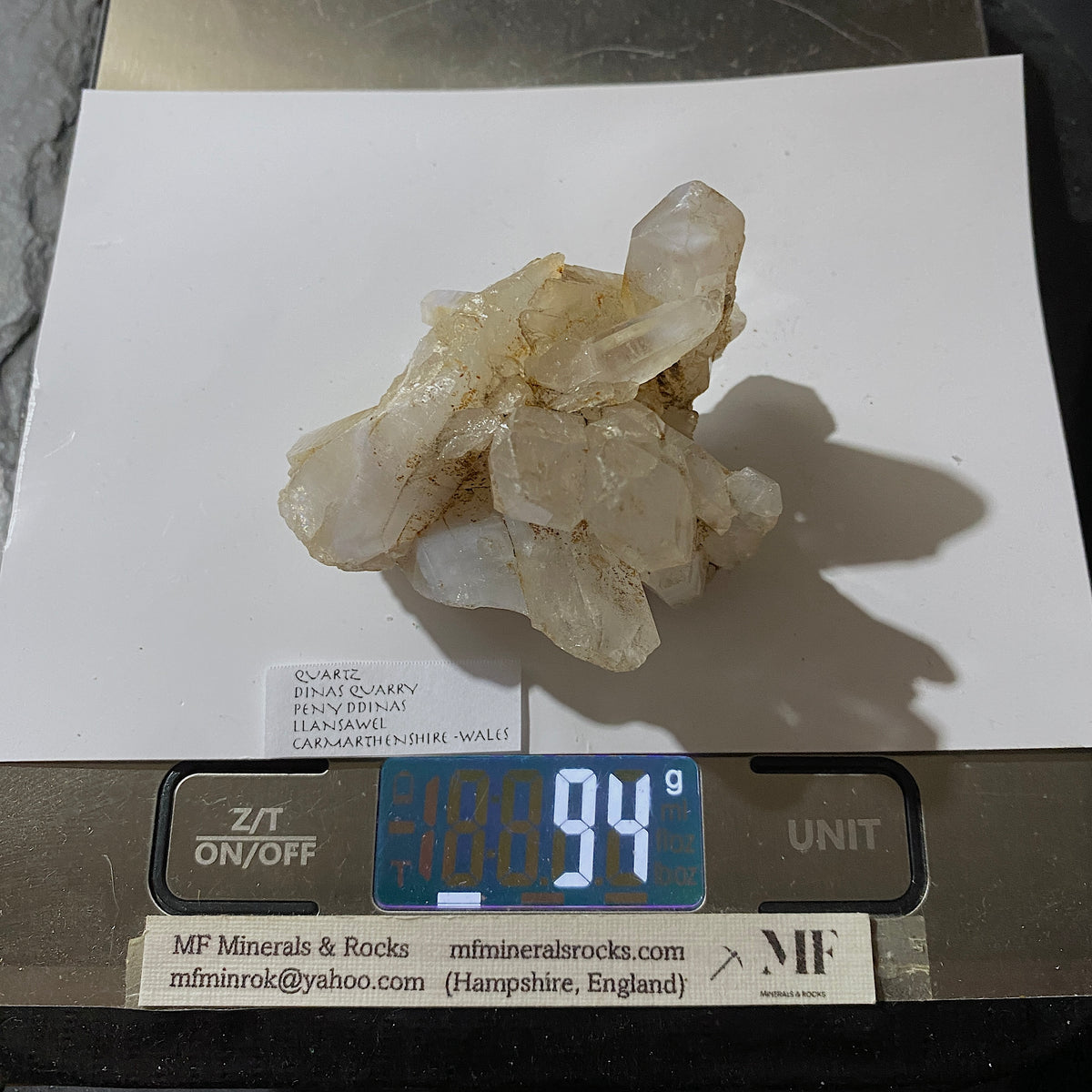 QUARTZ CRYSTAL ASSEMBLAGE : DINAS QUARRY, PEN Y DDINAS, LLANSAWEL, WALES  94g MF5369