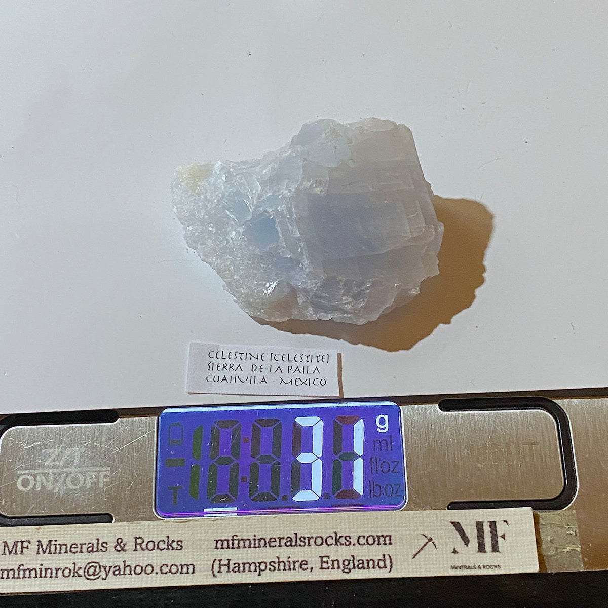CELESTINE (CELESTITE) : SIERRA DE-LA PAILA, COAHUILA, MEXICO. 31g. MF5371