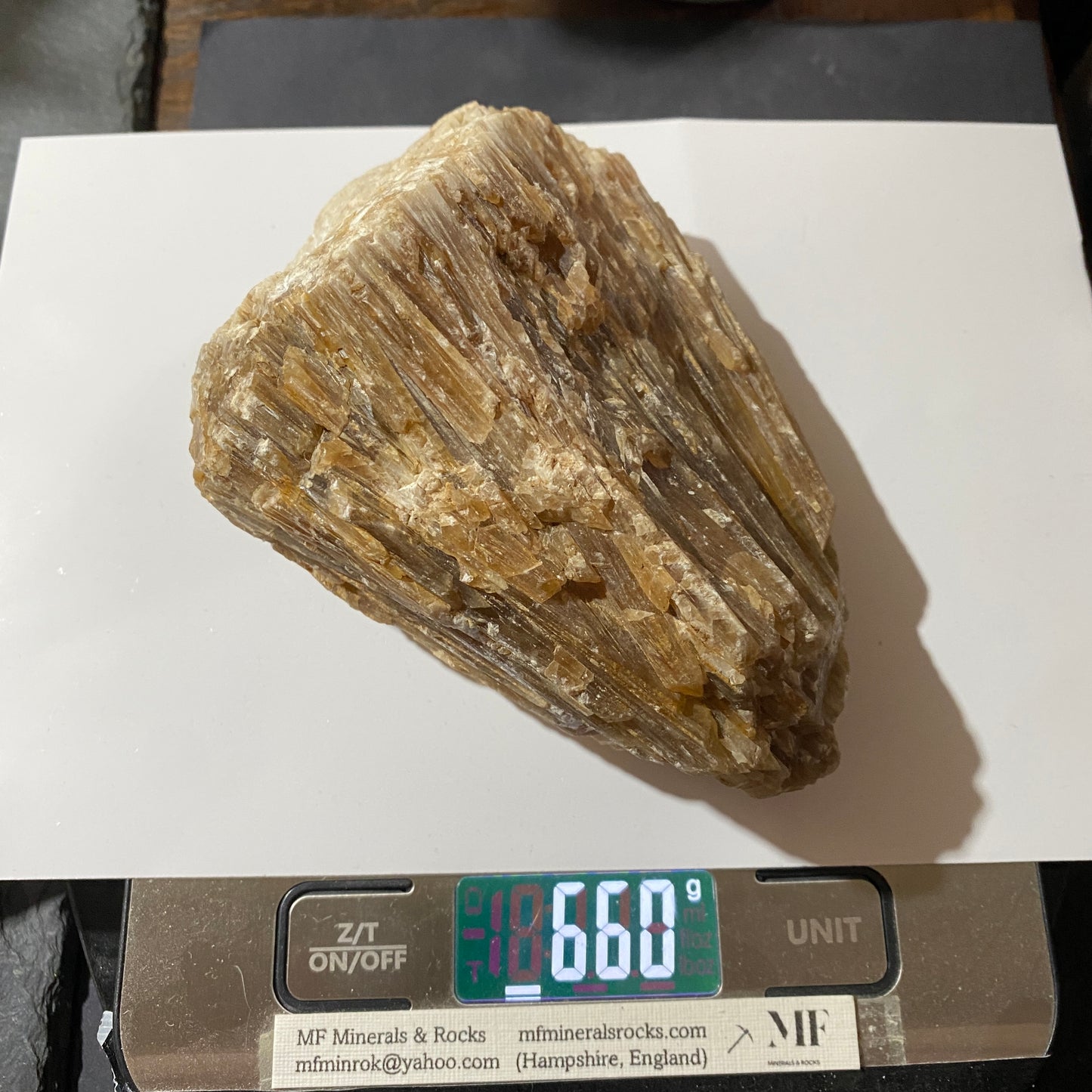 CALCITE : SUN VEIN, COLDSTONES QUARRY, GREENHOW, HARROGATE, YORKSHIRE 660g MF4689