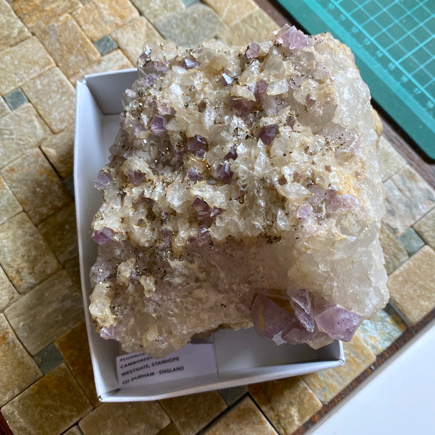 FLUORITE WITH CALCITE & PYRITE  - CAMBOKEELS MINE, CO DURHAM  LARGE 1250g MF2163