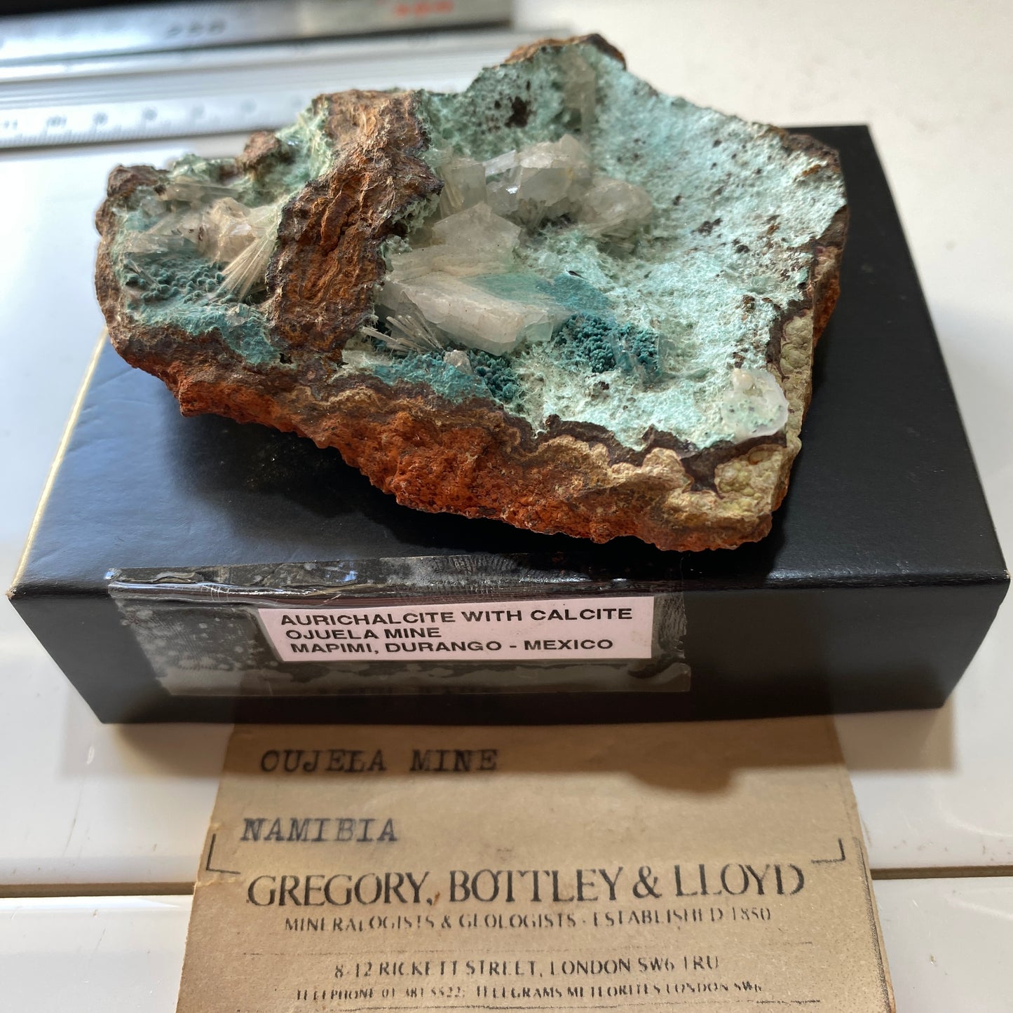 AURICHALCITE WITH CALCITE FROM OJUELA MINE, MEXICO 138g MF795