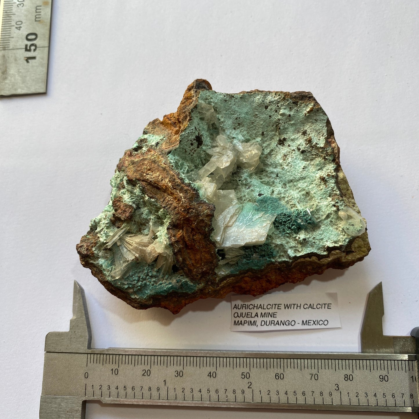 AURICHALCITE WITH CALCITE FROM OJUELA MINE, MEXICO 138g MF795