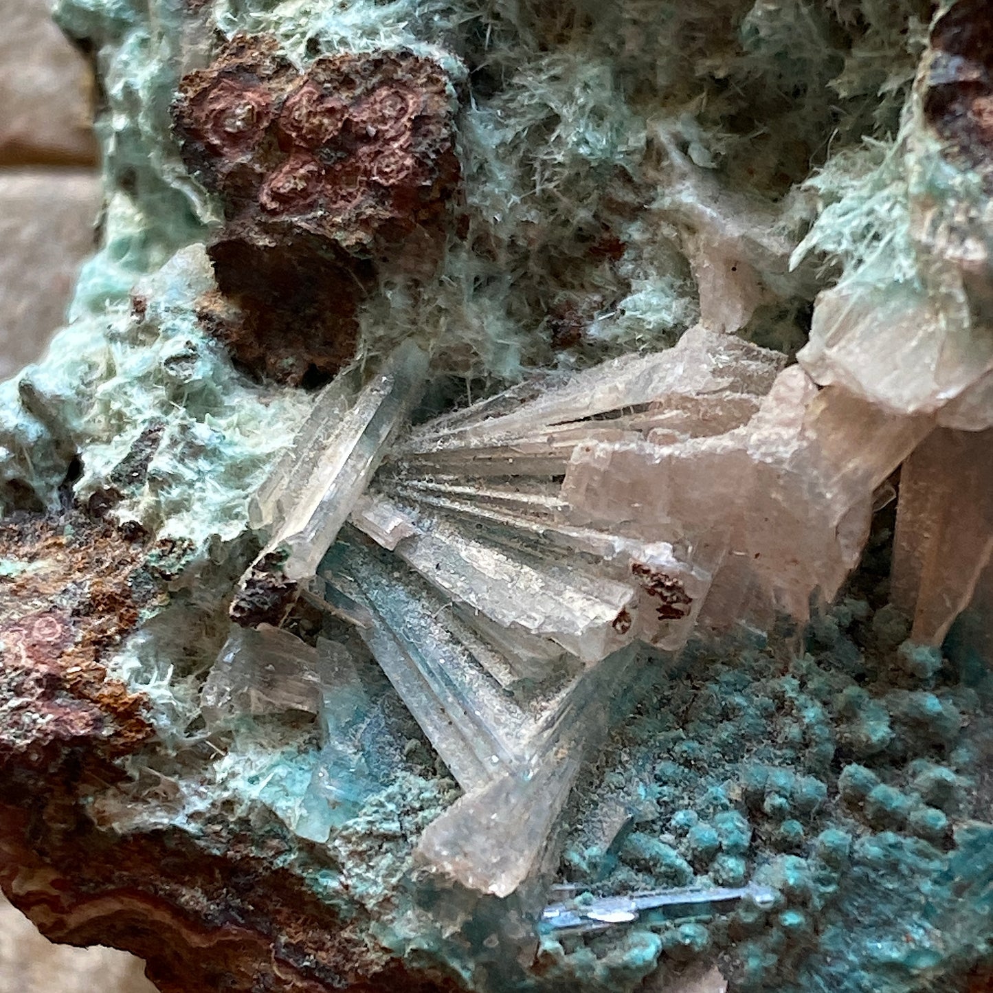 AURICHALCITE WITH CALCITE FROM OJUELA MINE, MEXICO 138g MF795