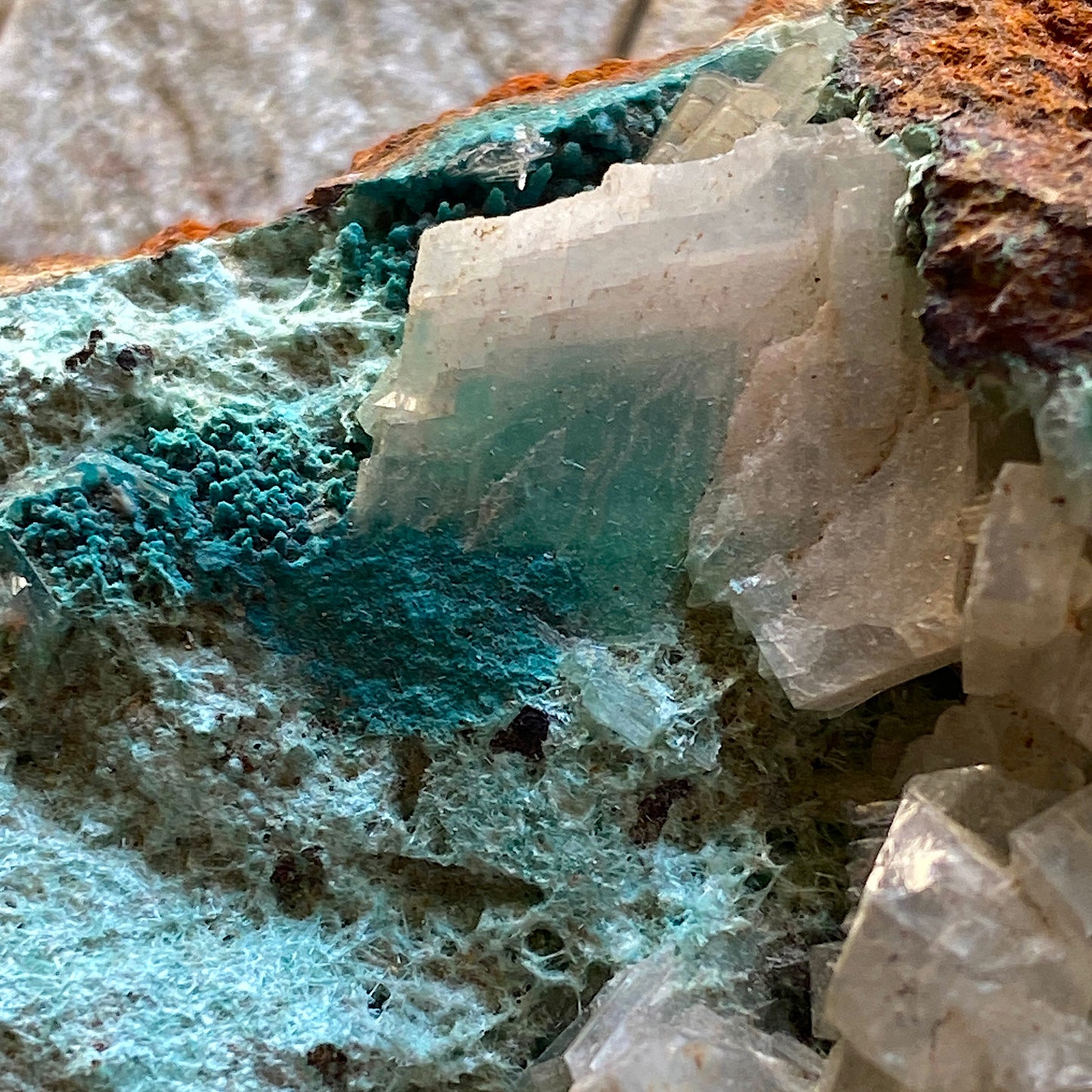 AURICHALCITE WITH CALCITE FROM OJUELA MINE, MEXICO 138g MF795
