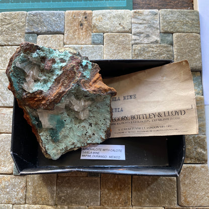 AURICHALCITE WITH CALCITE FROM OJUELA MINE, MEXICO 138g MF795