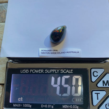 BOULDER OPAL GEMSTONE NATURAL MINED : WINTON, QUEENSLAND, AUSTRALIA 4.50Ct MFG4989