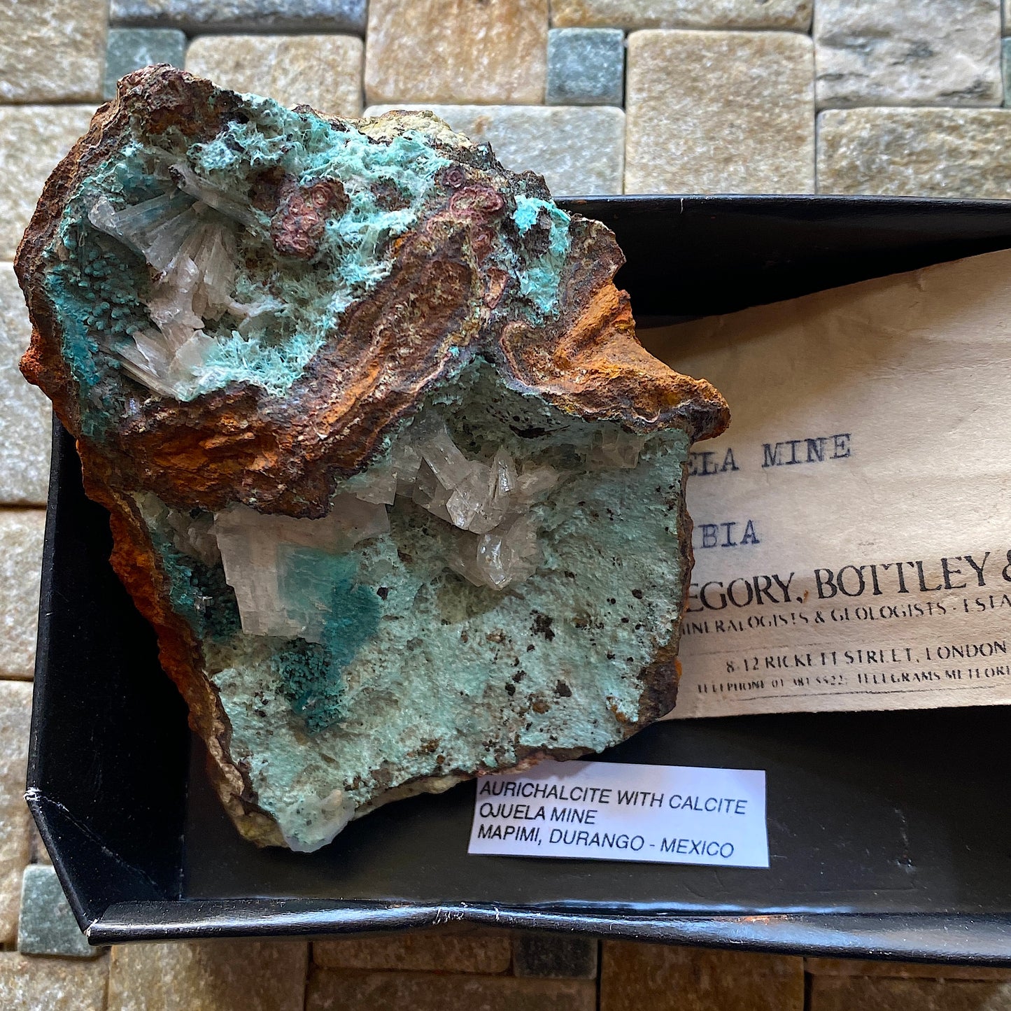 AURICHALCITE WITH CALCITE FROM OJUELA MINE, MEXICO 138g MF795