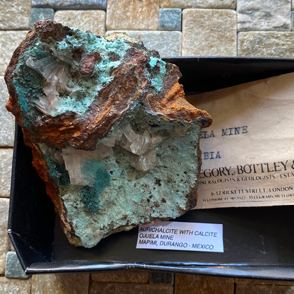 AURICHALCITE WITH CALCITE FROM OJUELA MINE, MEXICO 138g MF795