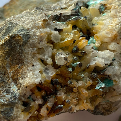 AURICHALCITE WITH QUARTZ/CHALCOPYRITE [ETC] - OJUELA MINE, MAPIMI, MEXICO 409g MF798