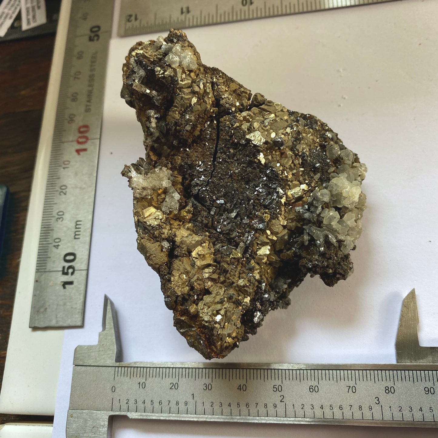 PYRITE/CALCITE/SPHALERITE ETC - CAVNIC MINE, ROMANIA 372g MF2167