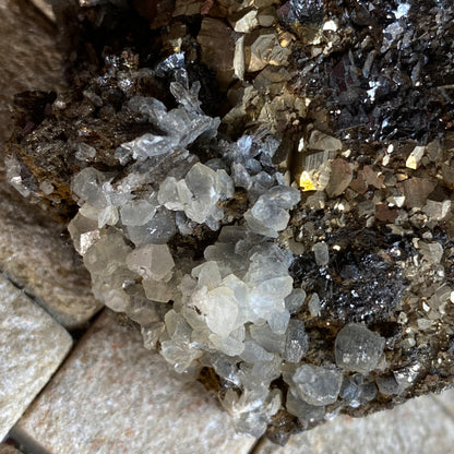 PYRITE/CALCITE/SPHALERITE ETC - CAVNIC MINE, ROMANIA 372g MF2167