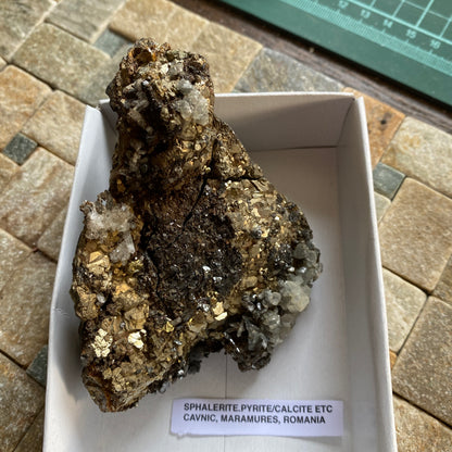 PYRITE/CALCITE/SPHALERITE ETC - CAVNIC MINE, ROMANIA 372g MF2167