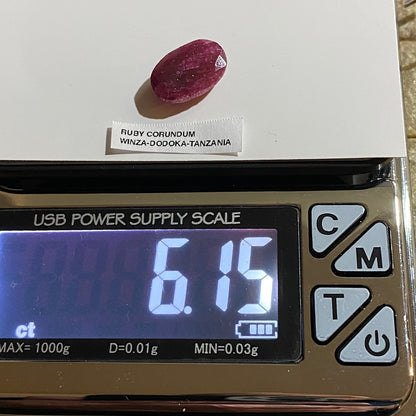 RUBY CORUNDUM NATURAL GEMSTONE LOW GRADE : WINZA, TANZANIA. 6.15Ct MFG4993