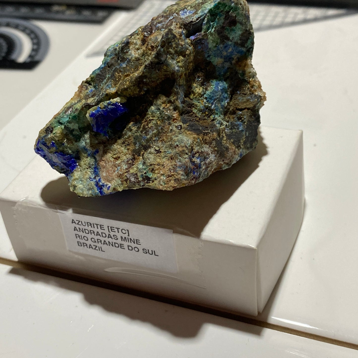 AZURITE/CHRYSOCOLLA/CHALCOPYRITE ETC : ANDRADAS MINE, BRAZIL 185g MF4697