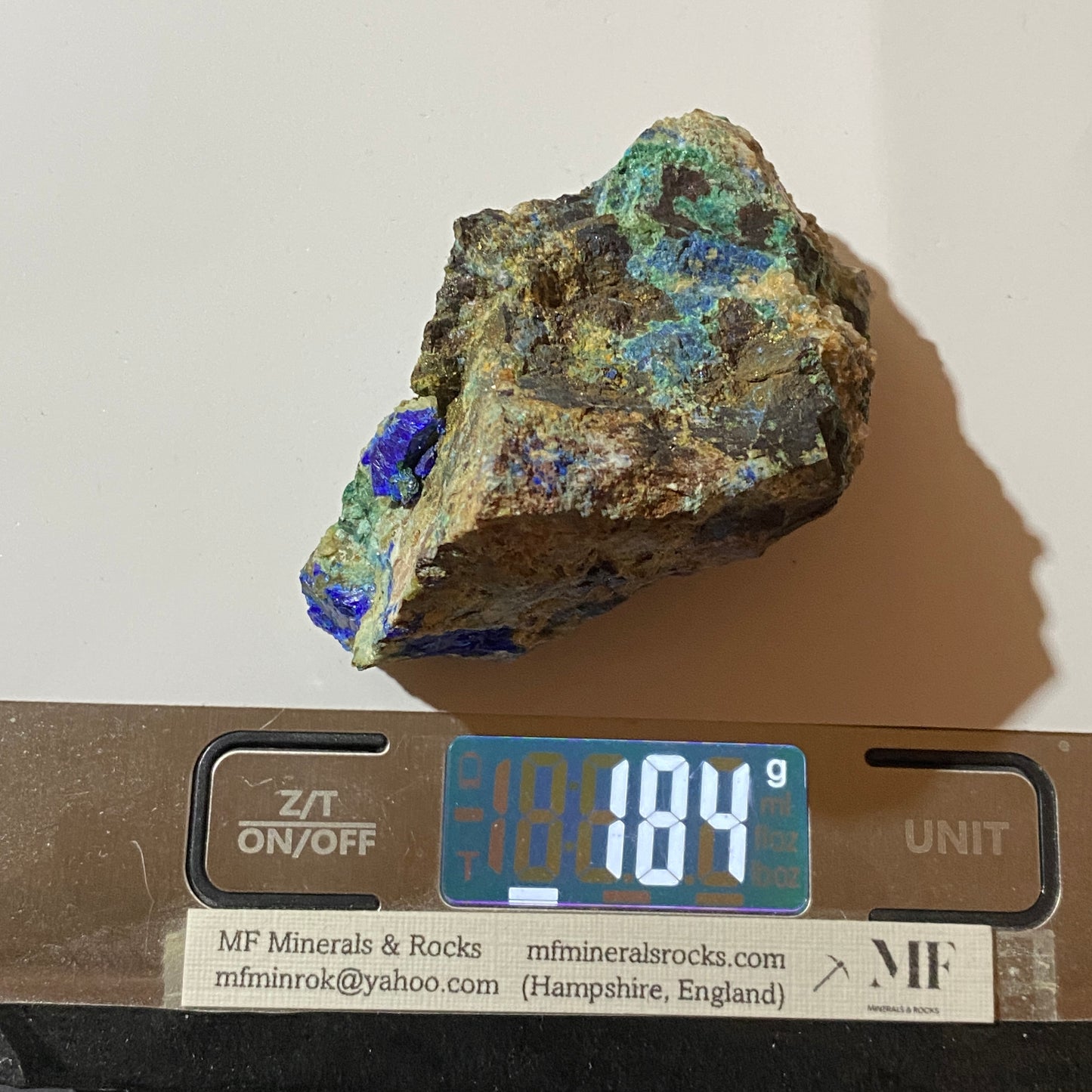 AZURITE/CHRYSOCOLLA/CHALCOPYRITE ETC : ANDRADAS MINE, BRAZIL 185g MF4697