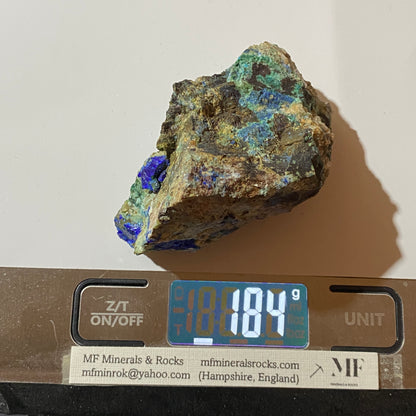 AZURITE/CHRYSOCOLLA/CHALCOPYRITE ETC : ANDRADAS MINE, BRAZIL 185g MF4697