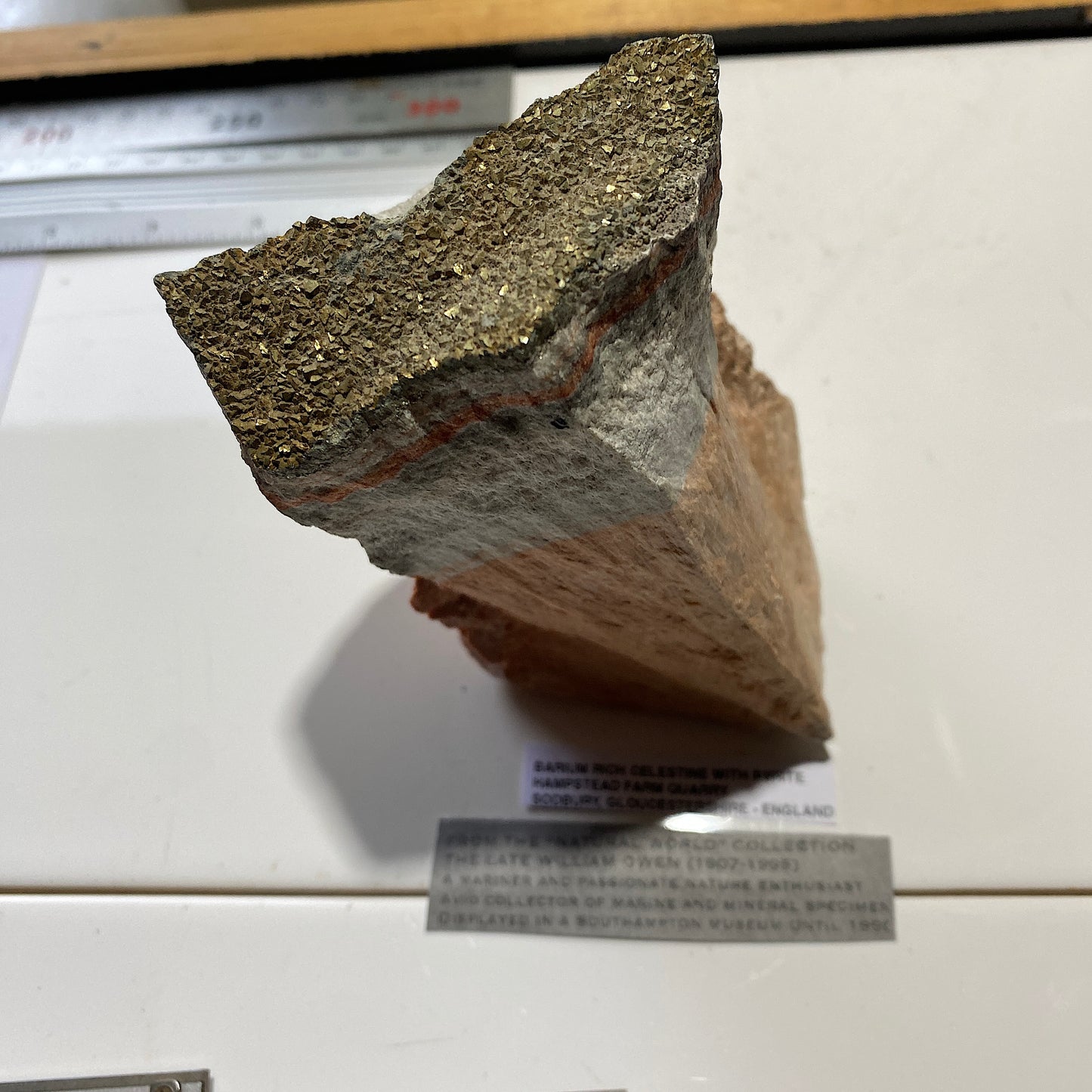 BARIUM-RICH CELESTINE WITH PYRITE SUBSTANTIAL 1057g MF705