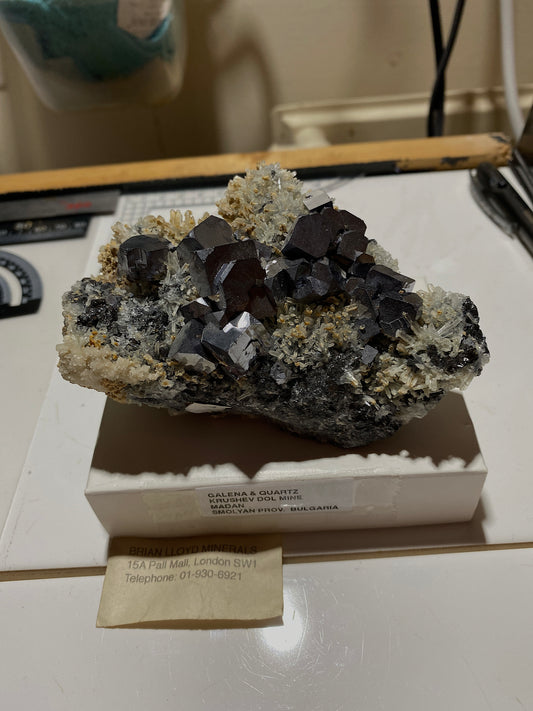 GALENA WITH QUARTZ EXCEPTIONAL SPECIMEN : KRUSHEV MINE, BULGARIA 460g MF4698