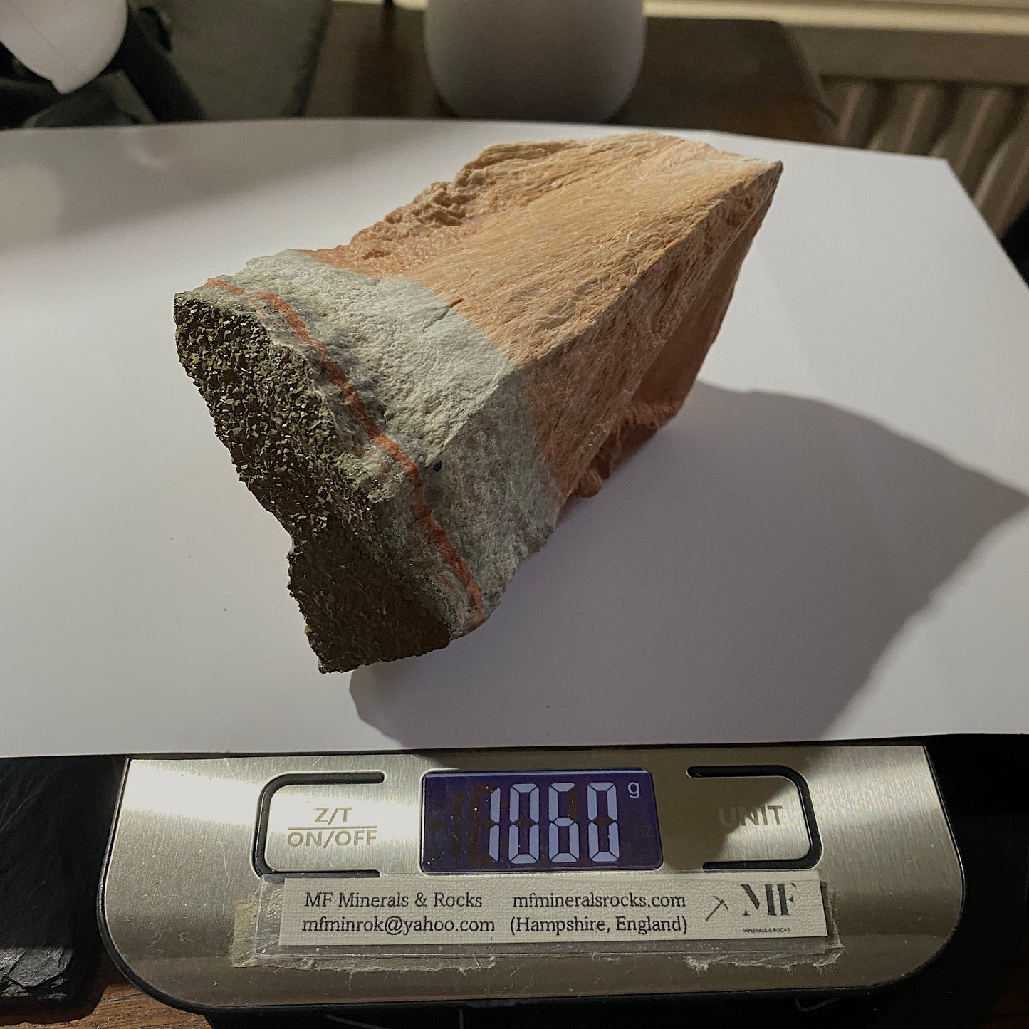 BARIUM-RICH CELESTINE WITH PYRITE SUBSTANTIAL 1057g MF705