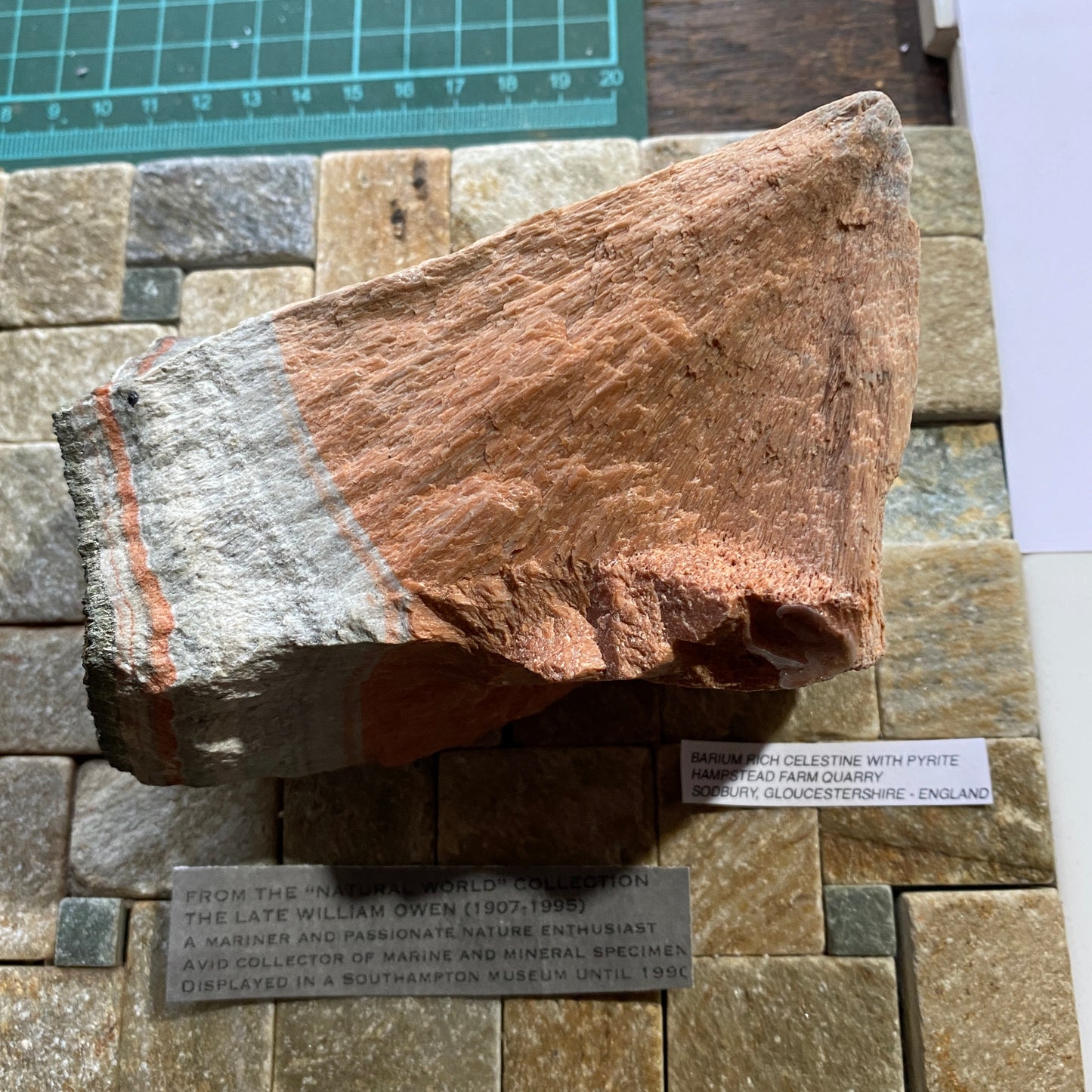 BARIUM-RICH CELESTINE WITH PYRITE SUBSTANTIAL 1057g MF705