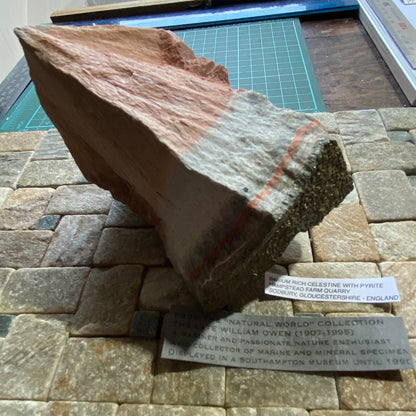 BARIUM-RICH CELESTINE WITH PYRITE SUBSTANTIAL 1057g MF705