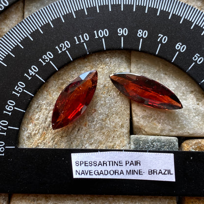 SPESSARTINE GARNET x 2 : NAVEGADORA MINE, MINAS GERAIS, BRAZIL. 5.60Ct MFG6000