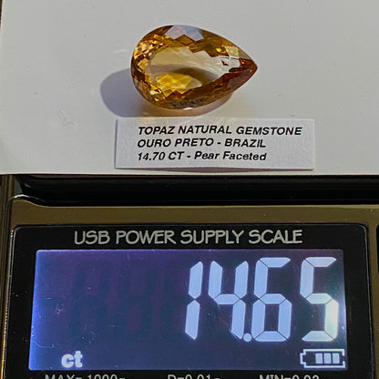 TOPAZ NATURAL GEMSTONE : OUR0 PRETO, MINAS GERAIS, BRAZIL  14.65Ct  MFG4997