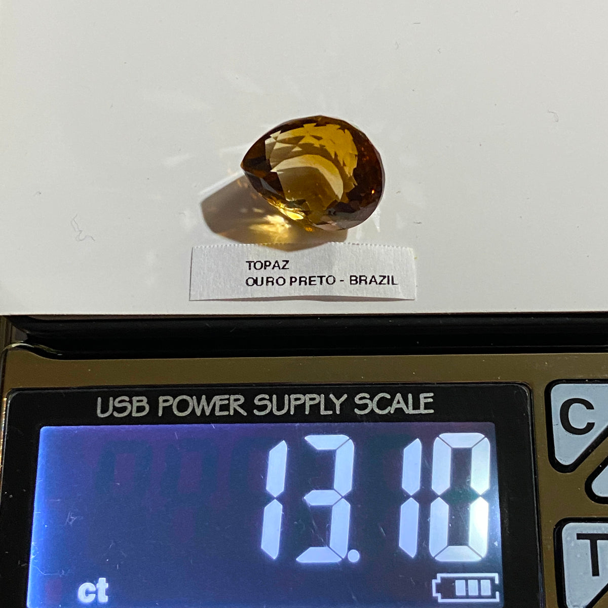 TOPAZ NATURAL MINED GEMSTONE :  OURO PRETO, MINAS GERAIS, BRAZIL 13.10Ct. MFG4998