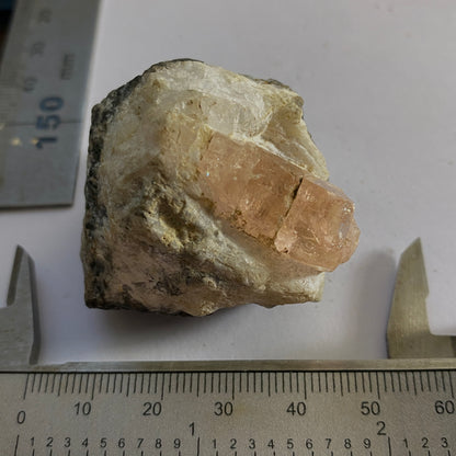 RARE PINK TOPAZ ON CALCITE - KHYBER PAKHTUNKHWA, PAKISTAN. 76g MF3933