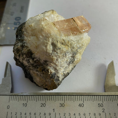 RARE PINK TOPAZ ON CALCITE - KHYBER PAKHTUNKHWA, PAKISTAN. 76g MF3933