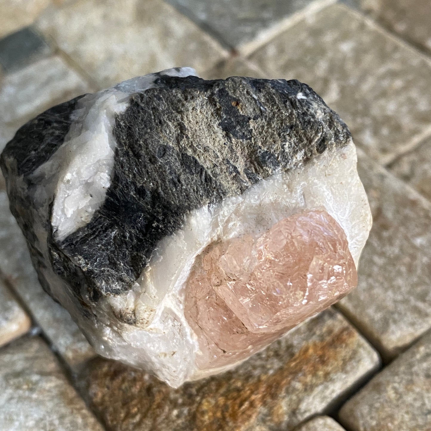 RARE PINK TOPAZ ON CALCITE - KHYBER PAKHTUNKHWA, PAKISTAN. 76g MF3933